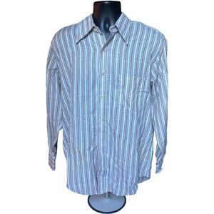 Poole Ltd Vintage Striped Button Down Shirt Brown Relaxed 1970s Classic